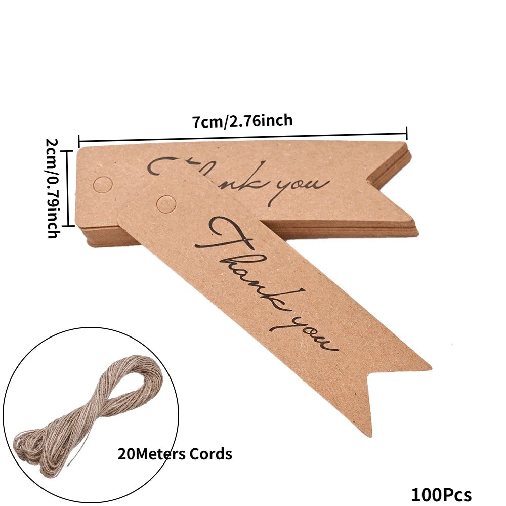 Kraft Paper Tags With Strings Handmade With Hang Garment Tags For Jewelry Crafts Price Candy/Gift/Cookies Display Label Card