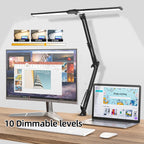 Double Head LED Desk Lamps Led Computer Monitor Light Stepless Dimmable USB Table Lamp for Office Study Reading Lighting Fixture