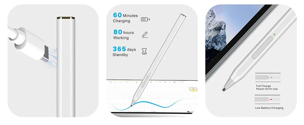 Stylus Pen for Microsoft Surface 4096 Pressure Sensitivity Eraser Side Button Compatible with Surface Pro 11/10/9/8/7/7+/6/5