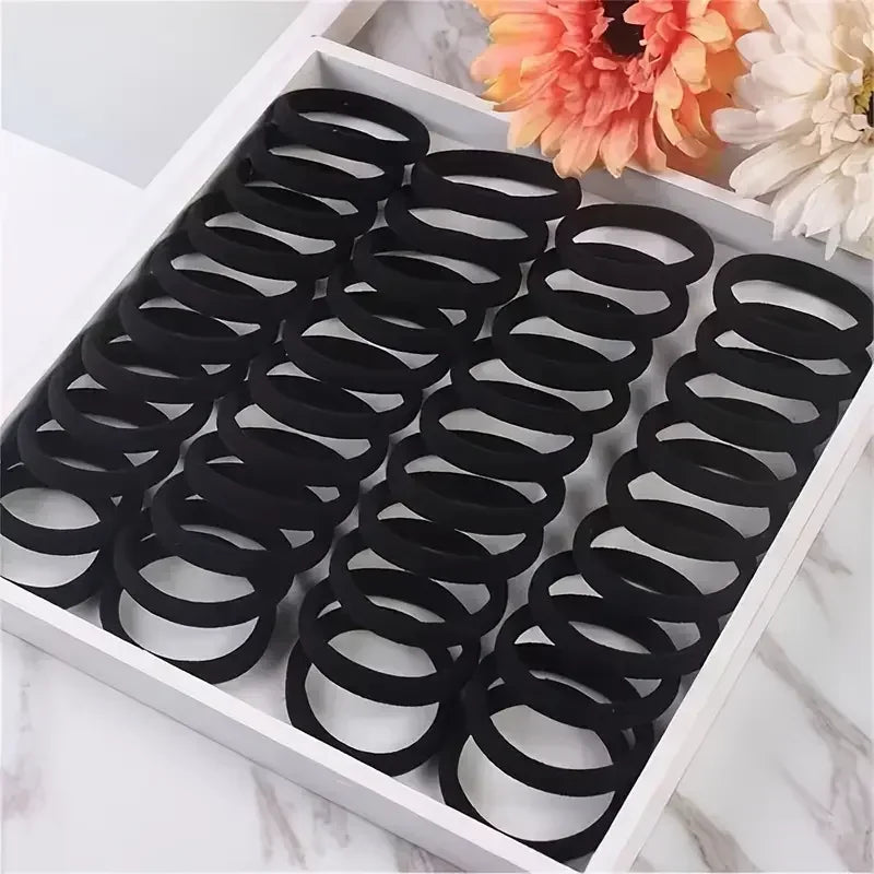 10-100pcs New Women High Elasticity Black Headband Hair Accessories Lazy Tie Hair Sturdy and Durable High Ponytail Rubber Band