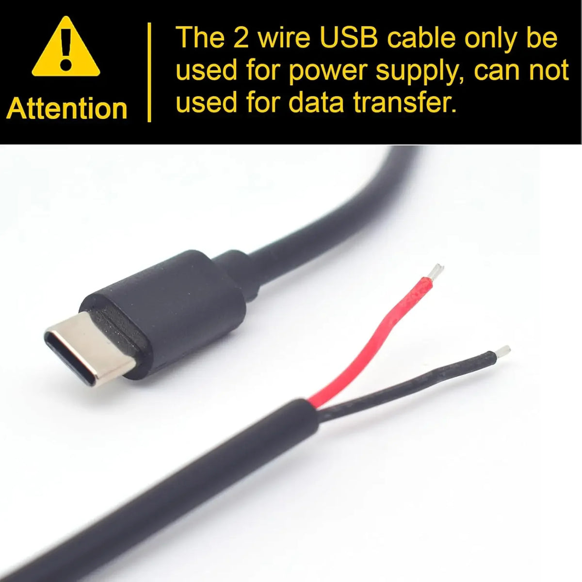 5V 3A Singe USB C to 2 Pin Bare Wire Open End 24AWG USB Type C Male Pigtail Cable Cord DIY for USB C Equipment Installed 0.3/1M