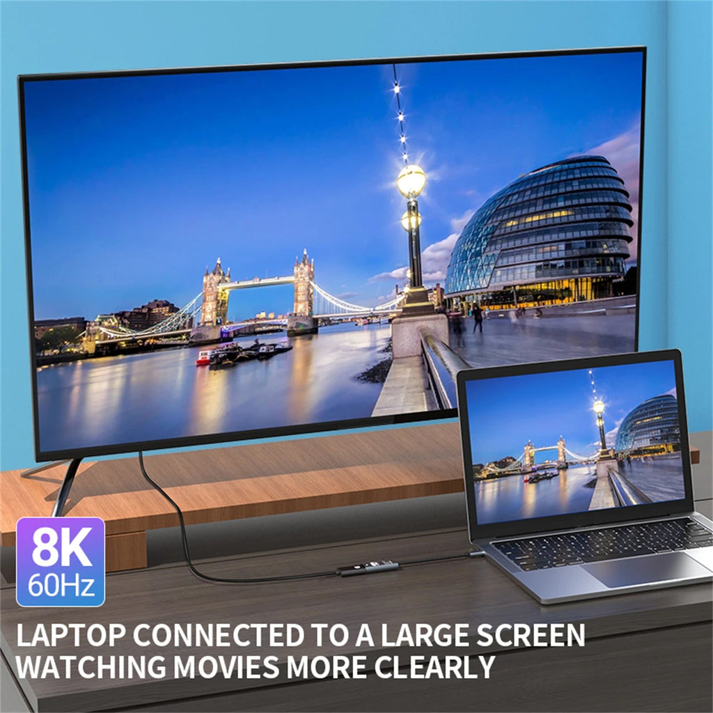 8K@60Hz USB C to DisplayPort 1.4 Adapter 4K@144Hz Thunderbolt 4/3 Converter Type C to DP For MacBook iPhone 15 16 17 iPad Laptop