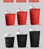 50pcs High Quality Thicken Double Layer Hot Drink Paper Cups 8oz/12oz/16oz Party Birthday Favor Disposable Coffee Cup with Cover