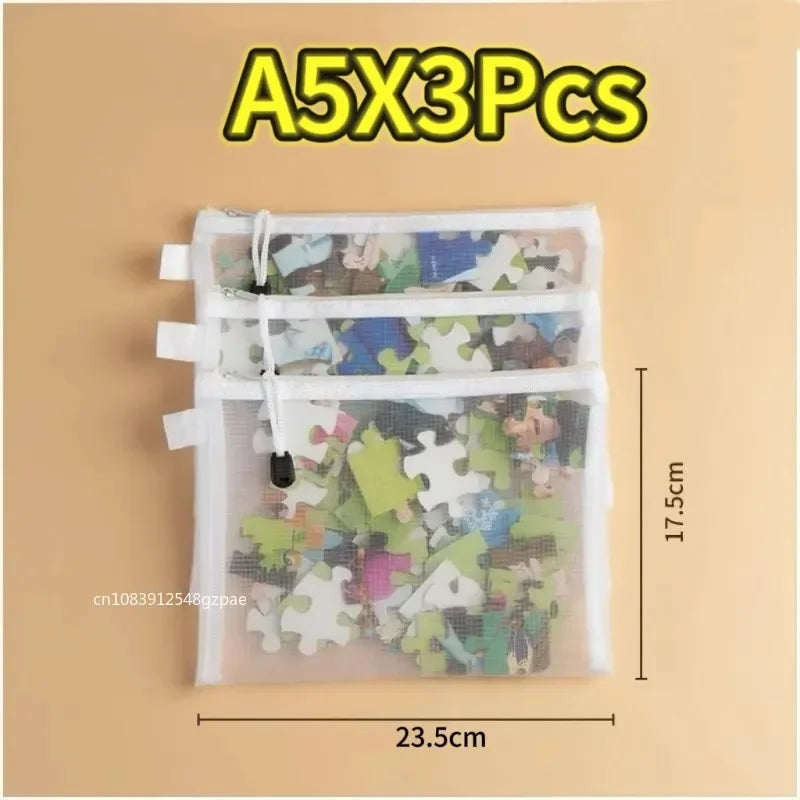 1/3/6PCS Storage Bag Mesh ZipperToy Building Block Puzzle Sub-package Children Particle Zipper Transparent Finishing Storage