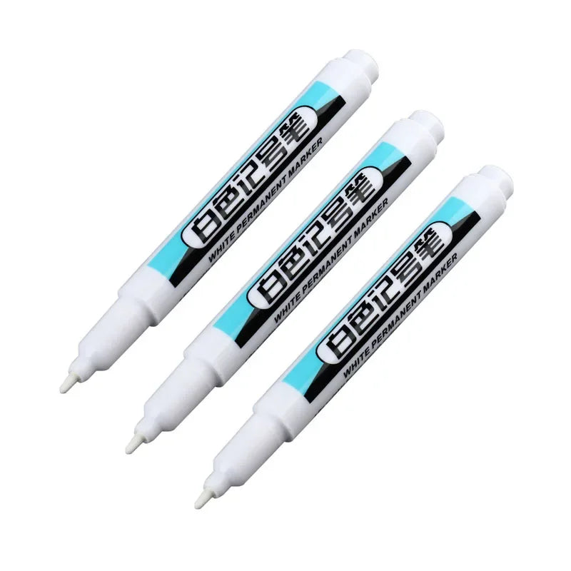 White Marker Pens 0.7/1.0/2.5mm Waterproof Oily Permanent Paint Pen Markers for Wood Rock Plastic Leather Glass Metal Ceramic