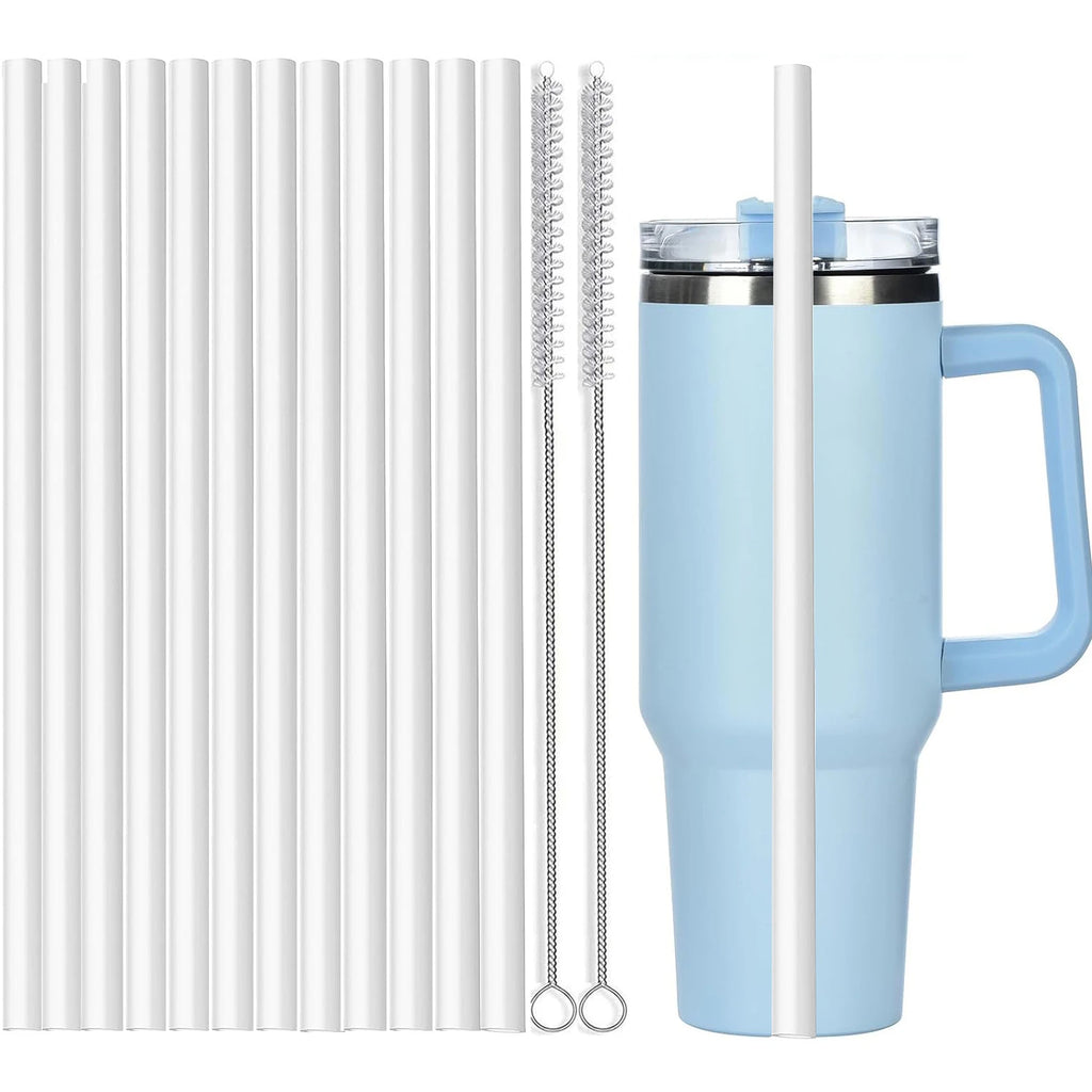 12Pcs Color Replacement Straws for Stanley 30/40 oz Tumbler , 12 in Long Reusable Plastic Straws for Stanley Cup, Plus 2 Brush