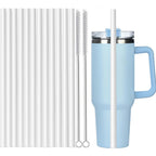 12Pcs Color Replacement Straws for Stanley 30/40 oz Tumbler , 12 in Long Reusable Plastic Straws for Stanley Cup, Plus 2 Brush