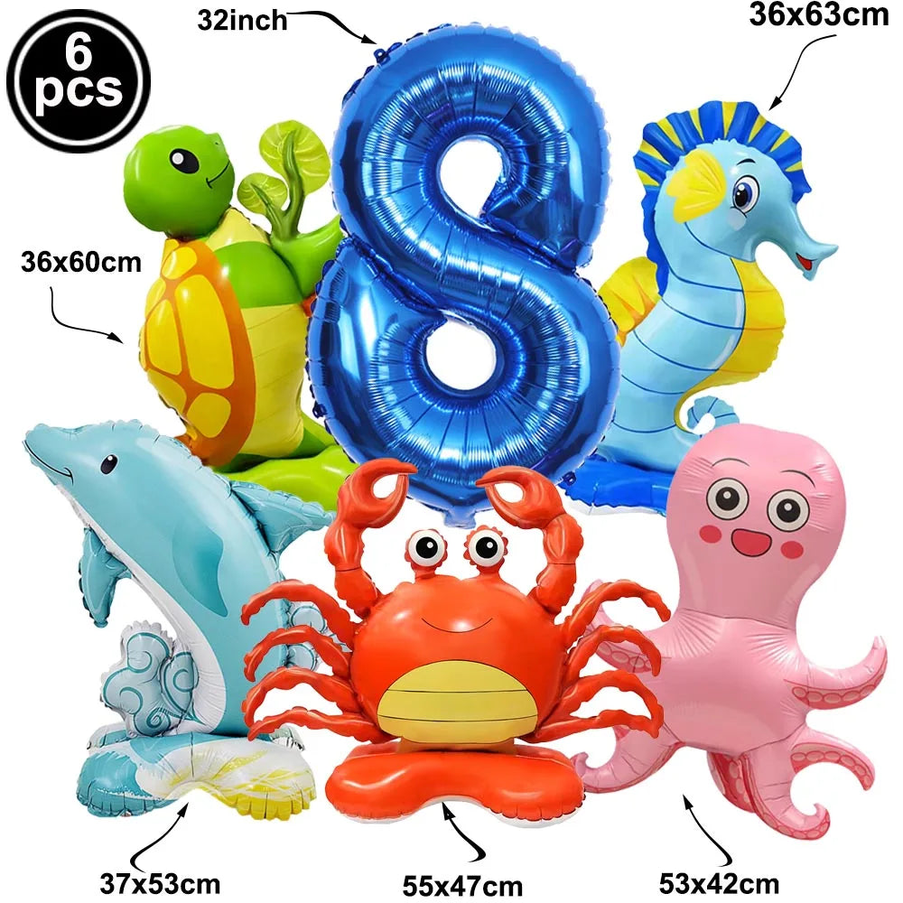 Ocean Sea Birthday Party Tableware Turtle Whale Print Plates Napkins Cups for Baby Shower Ocean Party Birthday Decorations