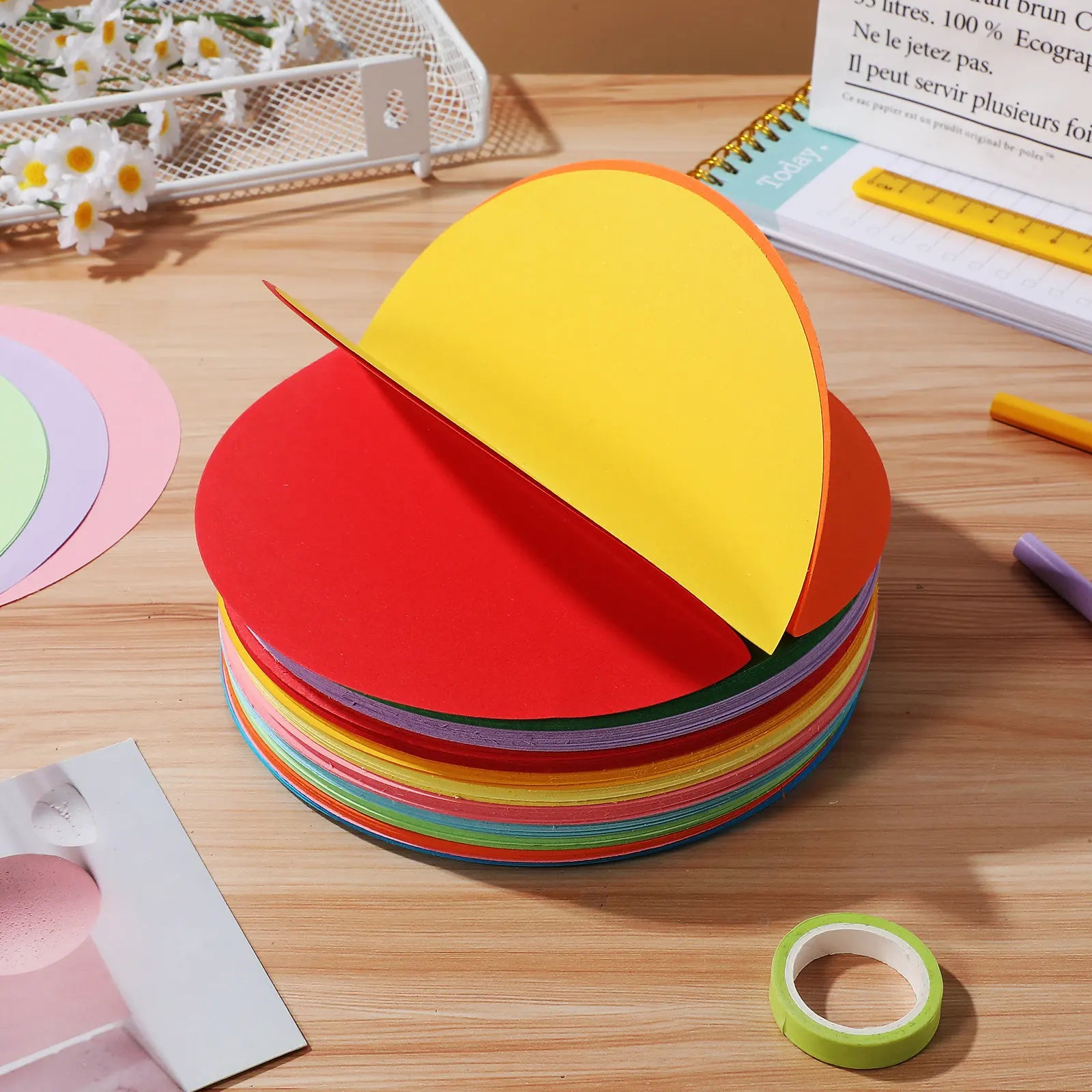 500Sheets Cardboard Circle Color Origami Paper Pastel Construction Paper Folding Crafts Decoration Cardboard Circle