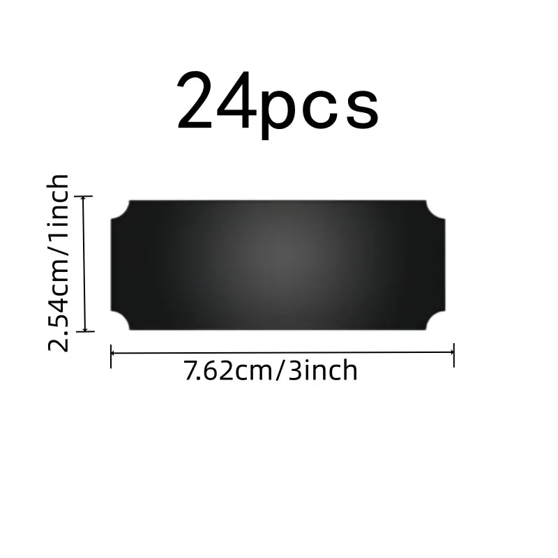 24 pcs Blank Name Badges, Black Finish Surface, suitable for Office Desk Labeling, Self-Adhesive Backing
