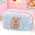 Cute Capybara 1pc pink blue Pillow Design Cosmetic Bag Pencil Case Pen Pouch Large-capacity Student Storage Pencil Case gift