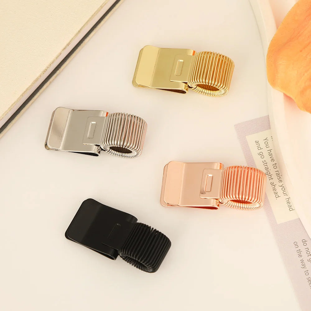 1pcs Metal Pen Clip with Spring Securely Holds Notebook Paper Minimalist Desktop Organizer Ideal for School and Office Use