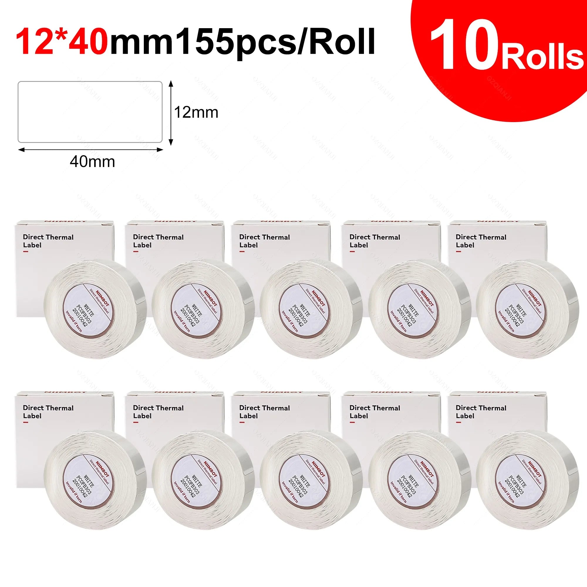 3/5/10 Rolls NiiMBOT D110 D11 D101 Offical Label Printer Sticker Various Size of White Color Paper Roll 12*40mm 15*30mm Anti-Oil