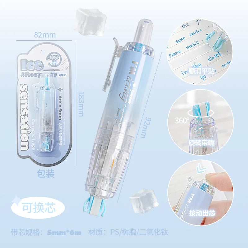 Press Type Kawaii Correction Tape Replaceable Refills White Out Corrector Band Student Japanese Stationery School Supplies