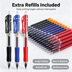 13Pcs Set Ballpen Retractable Gel Pens Black Red Blue Ink 0.5mm Ballpoint Replaceable Refills Office School Supplies Stationery