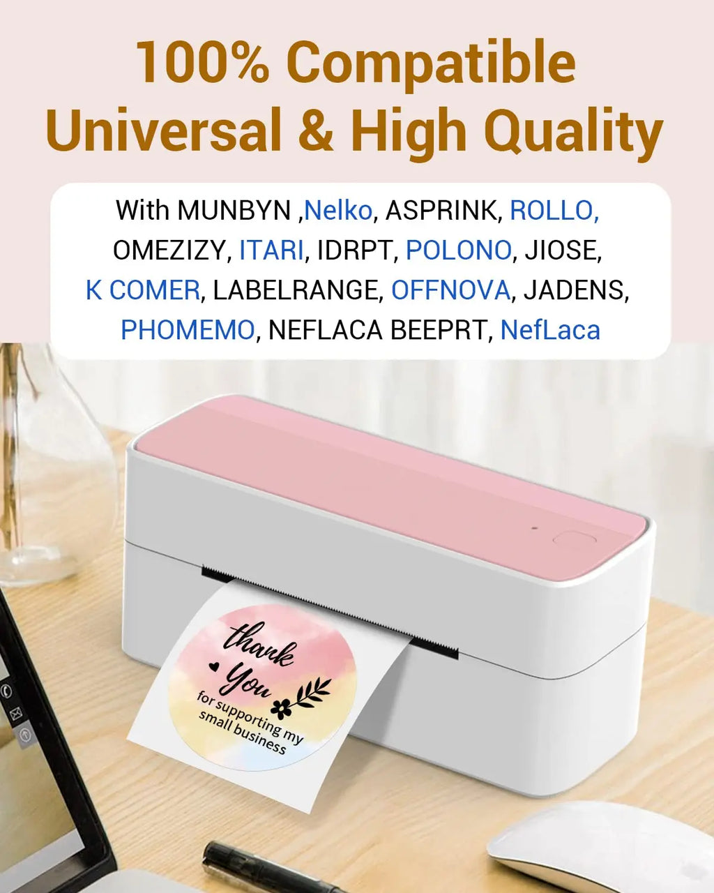 Thermal Label Paper round Sticker White Pure Color Shipping Label Waterproof for Phomemo PM241/PM246S/D520 Label Printer