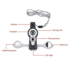 Emergency Survival Whistle 7 In 1 With LED Light Compass And Thermometer Outdoor Emergency Kit For Hiking Camping Compass Tool