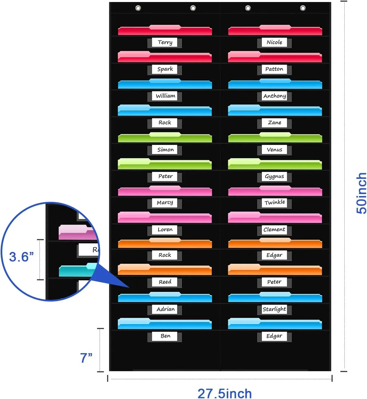 12 Pocket File Storage Chart Wall-Mounted Organizer with Hooks And Labels for  Office Organization Hanging Pocket Folder Rack