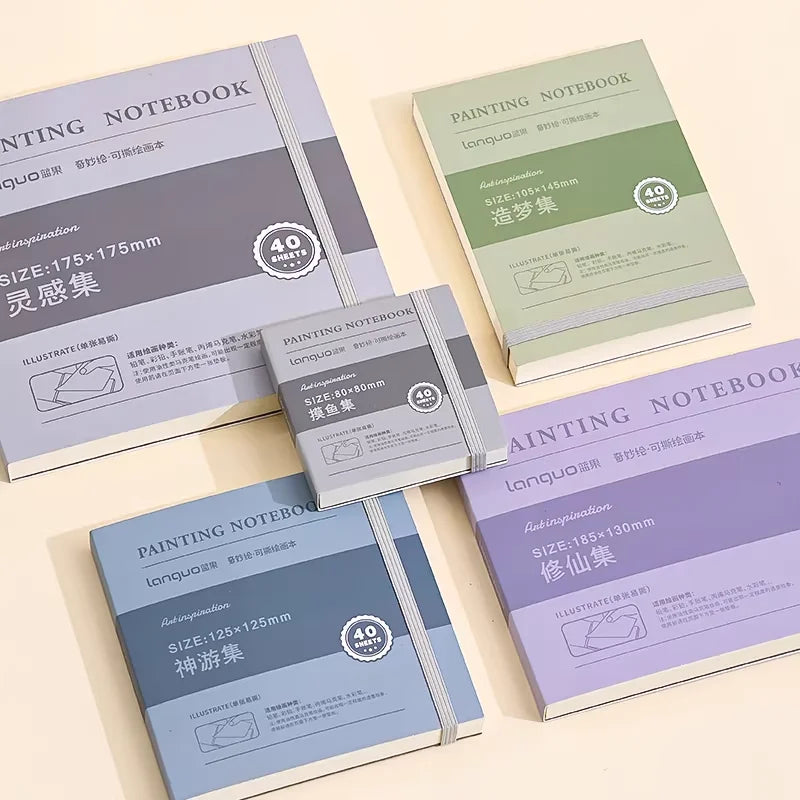 40sheet Tearable Drawing Notebook Sketchbook Handbook 250gsm Paper Mini Book for Watercolor Acrylic Marker Pen Gouache