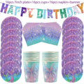 Mermaid Party Decorations Supplies Mermaid Disposable Plates Cup Napkins Set for Girls Baby Shower Mermaids Princess Birthday