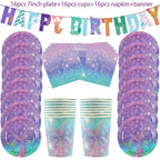 Mermaid Party Decorations Supplies Mermaid Disposable Plates Cup Napkins Set for Girls Baby Shower Mermaids Princess Birthday