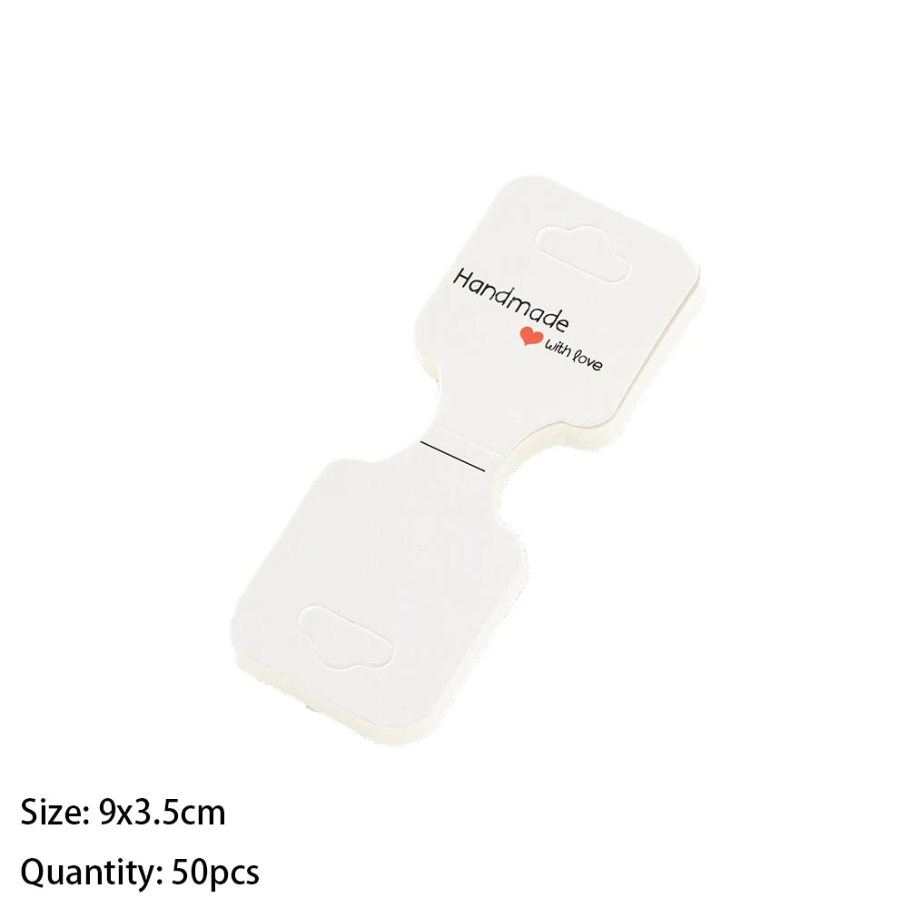 50Pcs Blank Necklace Bracelet Display Foldable Adhesive Price Tag Holder Cards Packaging For Jewelry Small Businesses Supplies