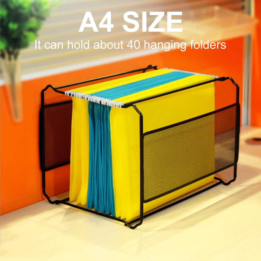 File Folder Box Mesh Metal File Organizer Box Hanging File Foldable Holder Storage Box for Office Home A4 Letter Size #SW