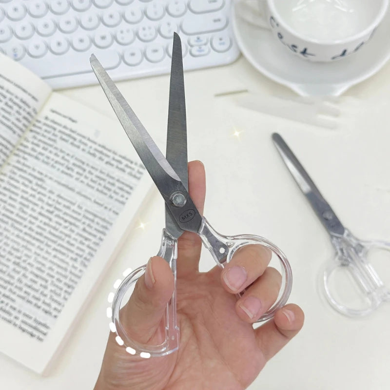 Ins Simple Office Scissors, Transparent Planner, Portable Handcrafted Scissors, Student Art Paper-cutting Knives Wholesale