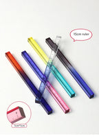 1pcs Colorful Clear Straight Ruler 15cm Four Edges Acrylic Transparent Gradient Lightweight Measuring Tools for Students A7795