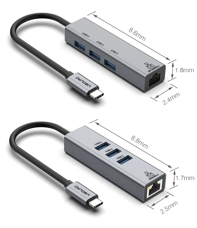 USB C HUB Docking Station Type C to RJ45 1000Mbps Ethernet Adapter USB3.0 HUB Gigabit Network Card 100W Charging Dock Extension