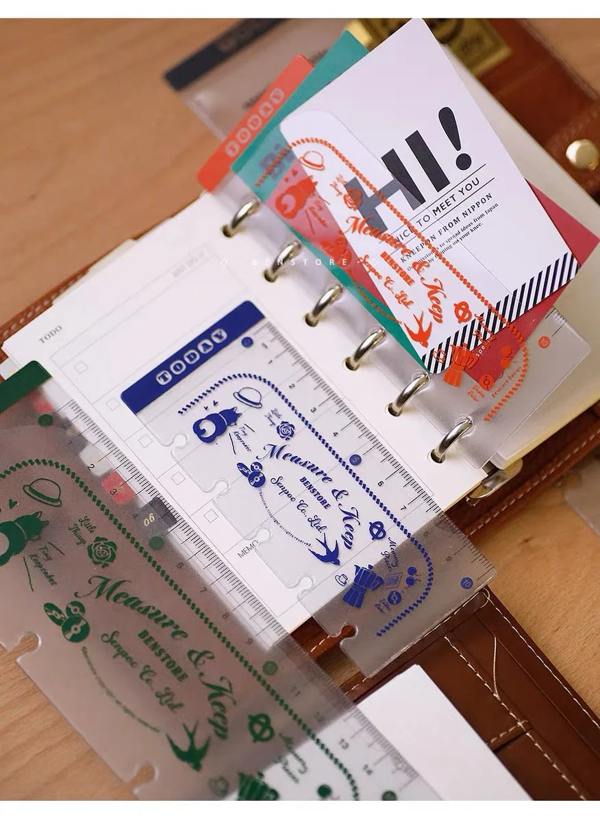 Binder Storage ruler vintage loose-leaf Notebook inner page index divider bookmark DIY accessory flexible ruler