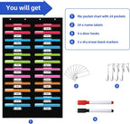 12 Pocket File Storage Chart Wall-Mounted Organizer with Hooks And Labels for  Office Organization Hanging Pocket Folder Rack