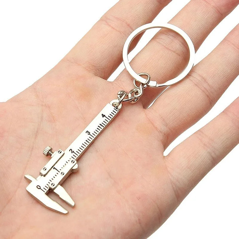 Mini Metal Ruler Vernier Caliper Portable 0-40mm keychain Measuring Gauging Tools Car Turbo key Chain Ring Ruler Caliper