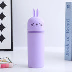 1PCS Kawaii Animals Silicone Telescoping Pencil Case Student Large Capacity Stationery Bag Giraffe/ Bee/Panda Learn Stationery