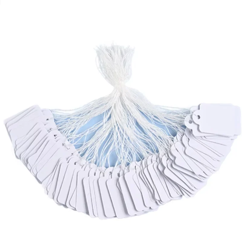 100pcs Spot jewelry hanging tags, string rings, price tags, white handwritten gold and silver jewelry price tags, gardening labe
