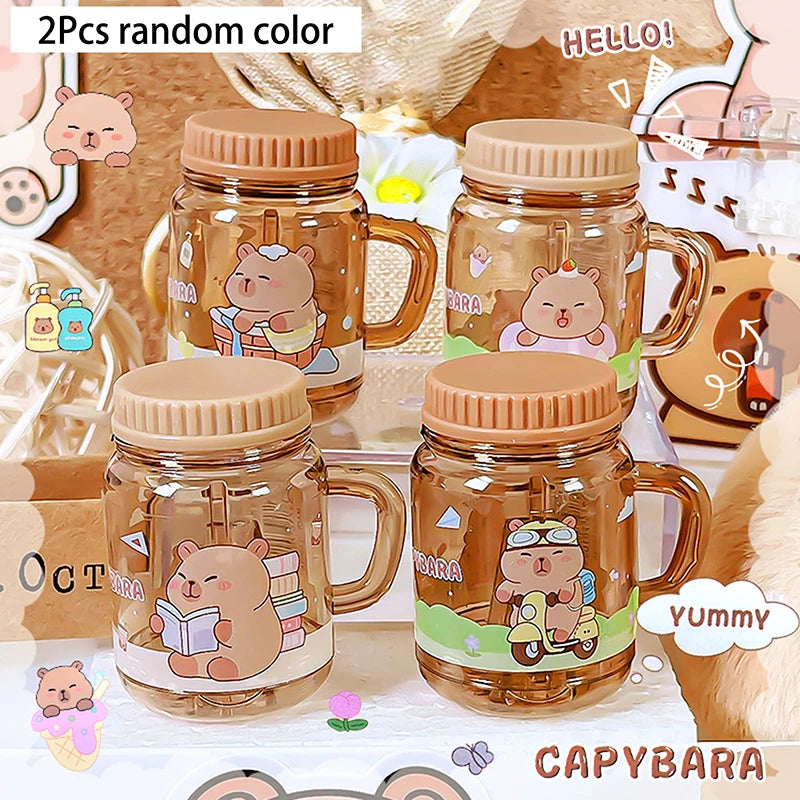 2Pcs Kawaii Portable Capybara Pencil Sharpener Creative Cartoon Pencil Sharpener Office School Supplies Student Stationery Gifts