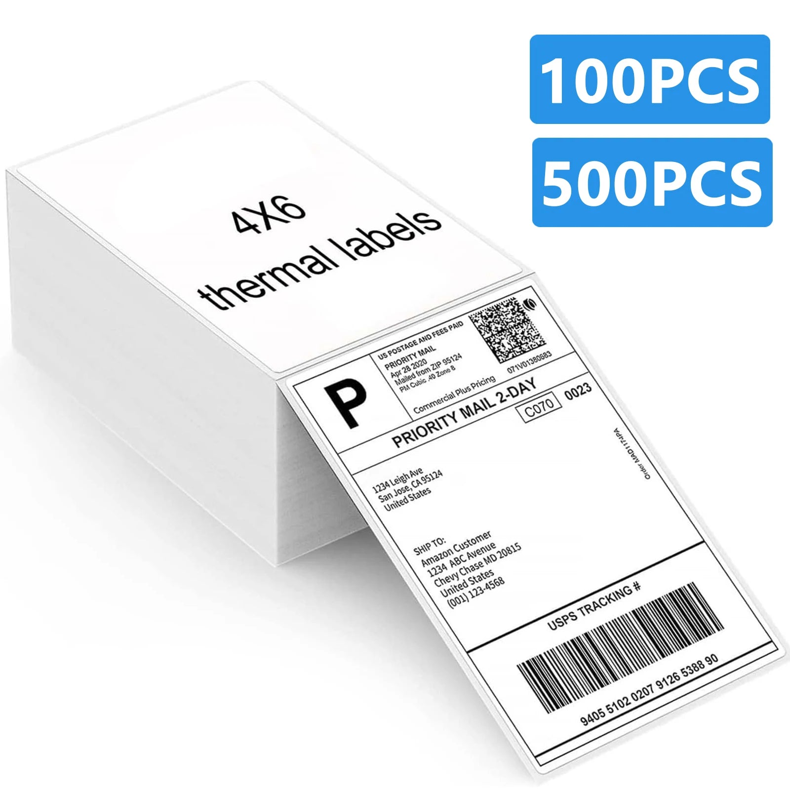 4X6 Thermal Labels Paper 100/500PCS Adhesive Stickers Shipping Labels For Desktop Thermal Printer DHL UPS Express LOGO Barcode