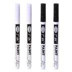 4Pcs/set Oil Based White Black Permanent Paint Markers Pens 0.7mm Extra Fine Waterproof, for Rock Painting, Wood, Metal, Canvas