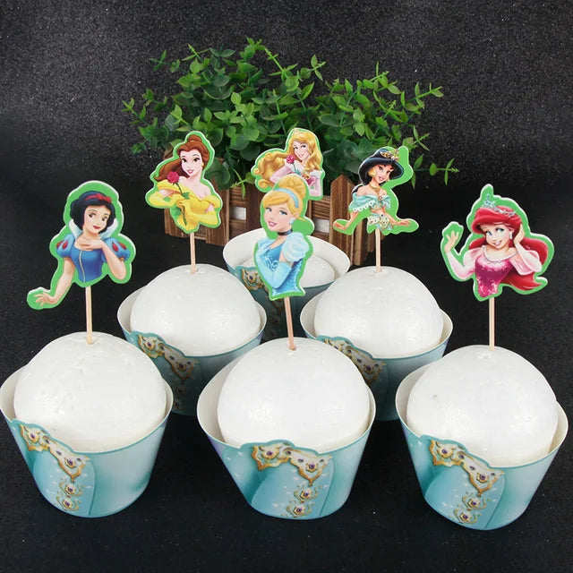 Princess Party Supplies Birthday Disposable Tableware Set  Tablecloth Paper  Plate Napkin for Kid Girl Birthday Supplies