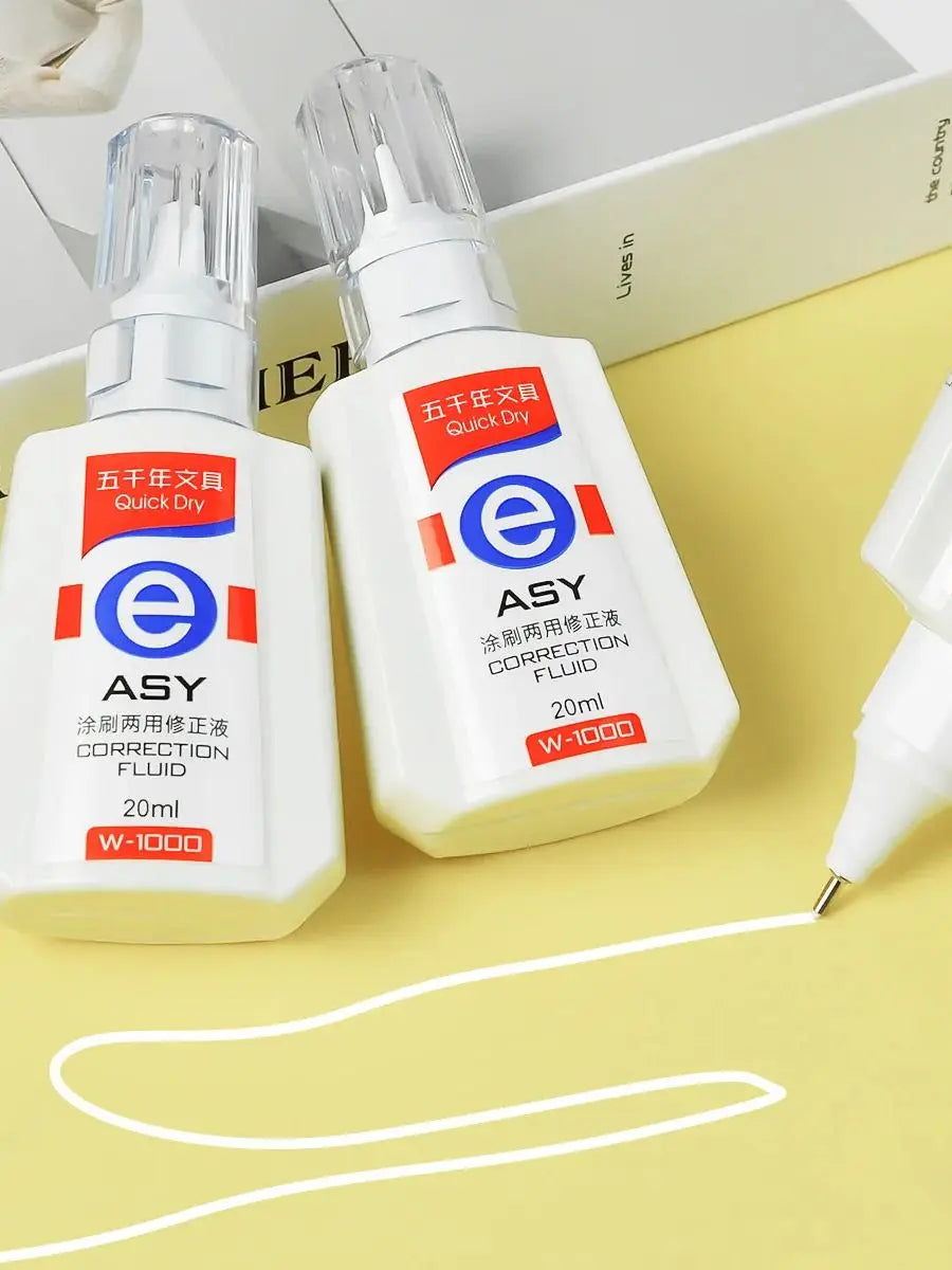 WQN Quick-Dry Correction Fluid, 20ml, White And Easy To Apply, Shortened Drying Time, Available In Packs Of 1/3/6PCS