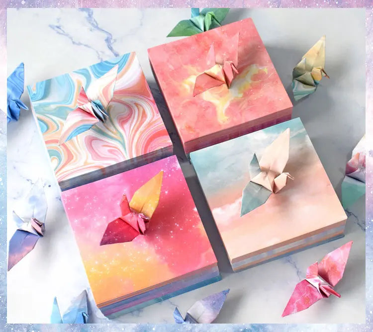 400Sheets Origami Paper Craft Folding Lucky Wish Paper Crane Craft Double Sided Folding Lucky Wish Paper DIY Color Scrapbooking