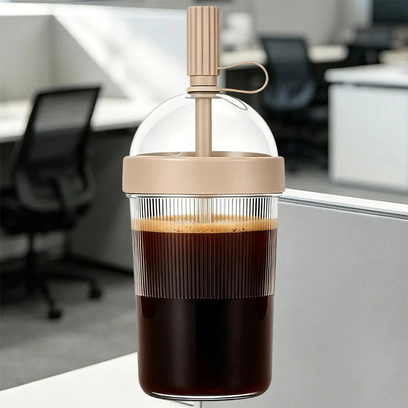 Transparent Portable Coffee Cup 500ml Leak-proof Reusable Plastic Travel Drinking Cup With Straw Office Outdoor Sports Tourists