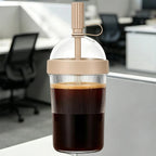 Transparent Portable Coffee Cup 500ml Leak-proof Reusable Plastic Travel Drinking Cup With Straw Office Outdoor Sports Tourists