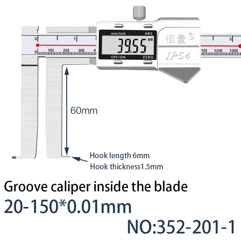 5-150mm Inner Groove Electronic Caliper Inner Diameter Outer Groove Inner Hole Measurement Tool Inner Hole Vernier Caliper