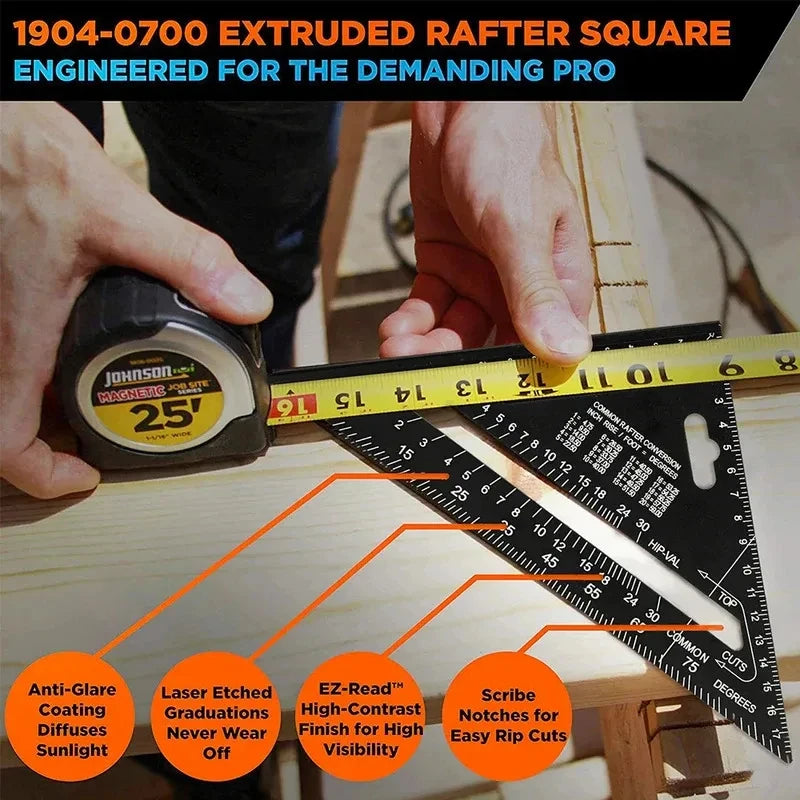 7''/12'' Square Measuring Tool Alloy Metal Triangle Ruler Protractor for Woodworking Carpenter