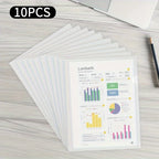 10 Pcs L-shaped Folder Plastic PP Transparent Single-Page Folder A4 Two-Page Set Office Document Storage and Organization