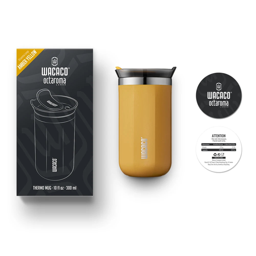 WACACO Octaroma Vacuum Insulated Coffee Mug, Double-wall Stainless Steel Travel Tumbler, 6/10/15 fl oz, thermo, Valentines Gift
