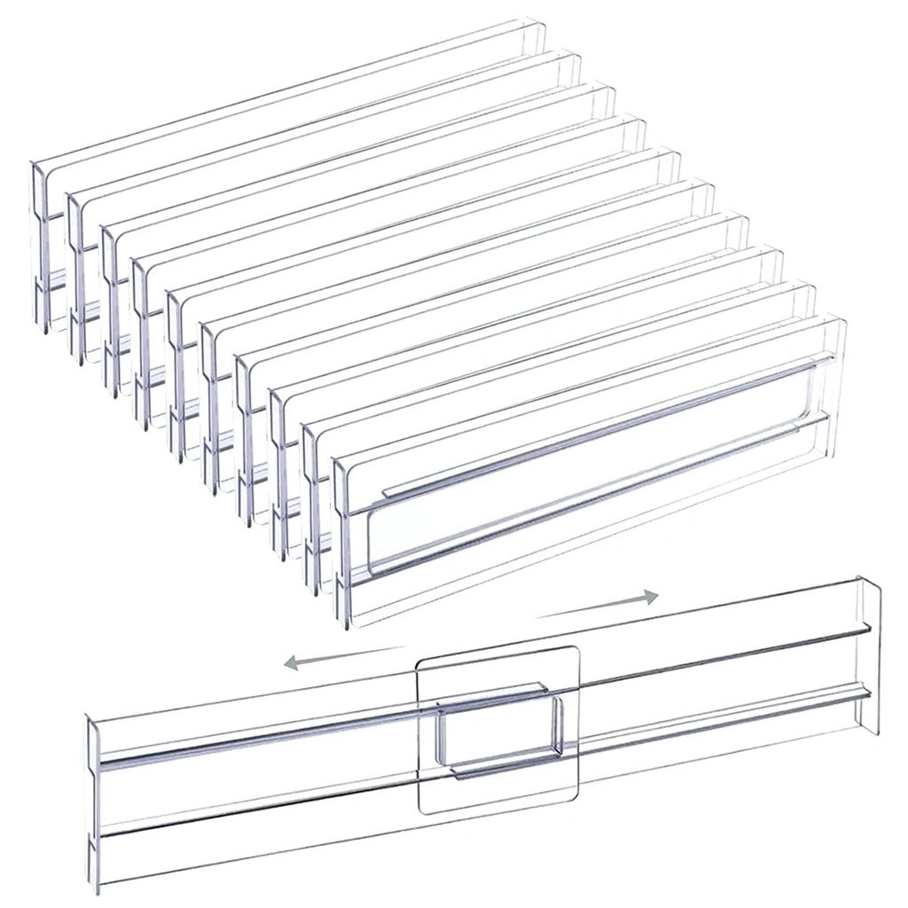 4Pcs Transparent Drawer Dividers Adjustable Expandable Drawer Dividers for Clothes Utensils Cosmetics Office Storage