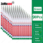 1-90Pcs Waterproof White Long Head Markers Pen 2cm Woodworking Deep Hole Marker Pens Metal Carpenter Black/Red/Blue/Green Ink