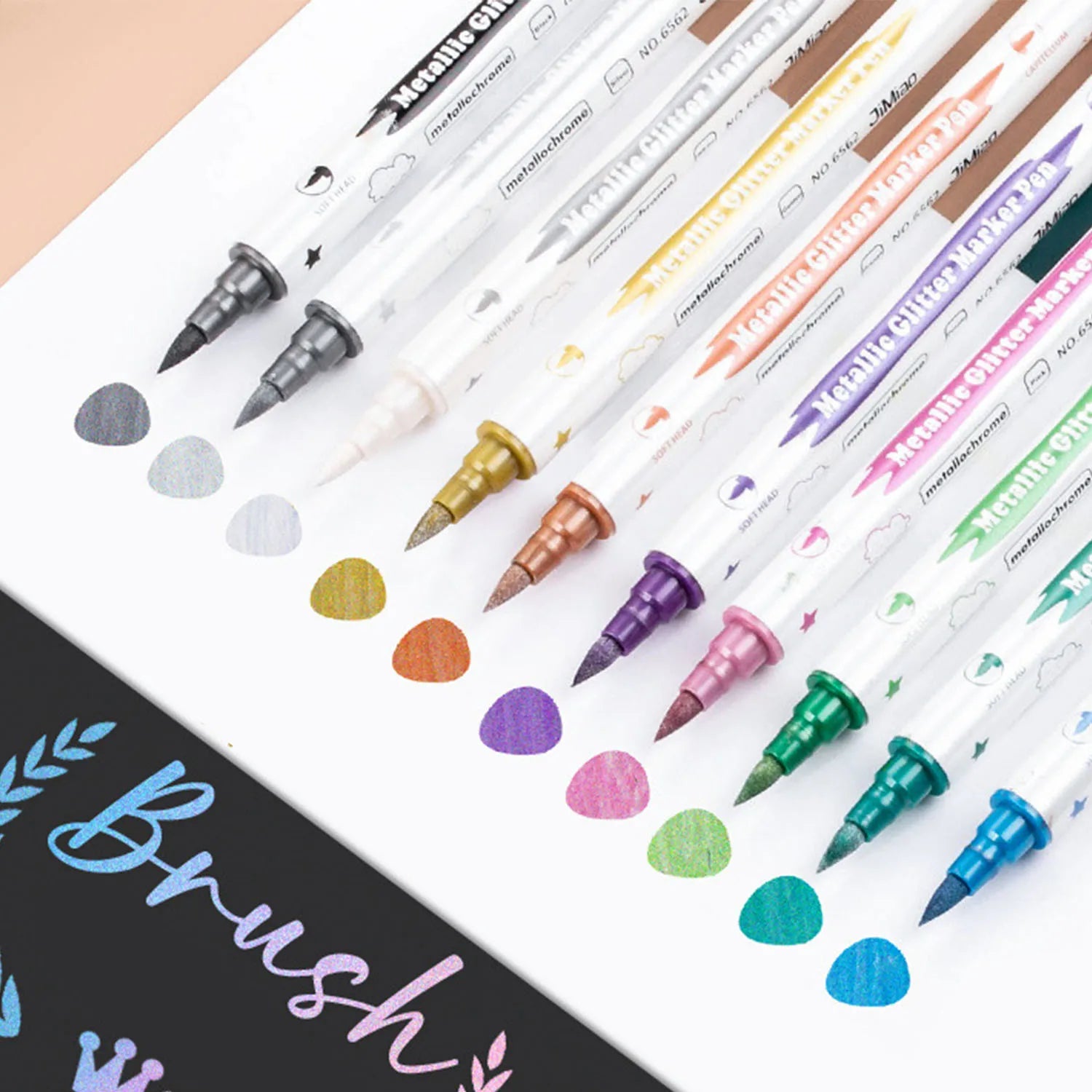 10Pcs Dual Nib Metallic Drawing Markers Fine & Brush Tip Art Craft Set For Scrapbooking Card Making School Handcraft DIY Supplie